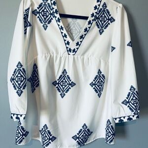White and Blue Women's Top
